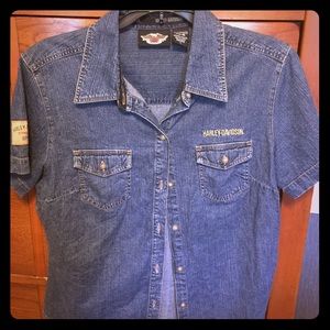 Short sleeve Harley Davidson denim shirt
